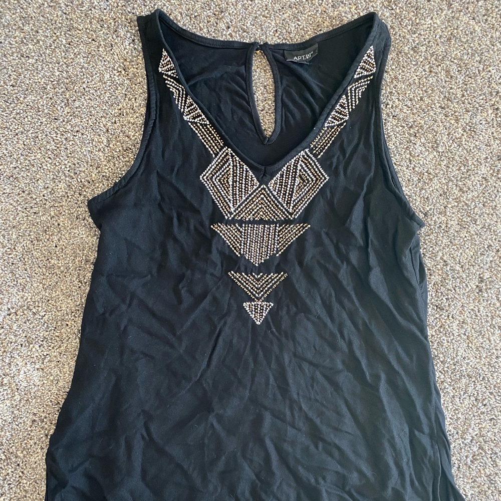 Apt. 9 Black Tank With Beaded Detail Size M